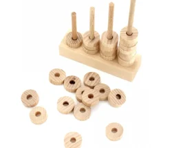 Abaque de tri bois - Socle 4 tiges taille progressive sans jetons