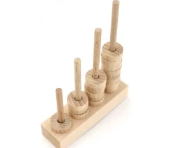 Abaque de tri bois - Socle 4 tiges taille progressive sans jetons
