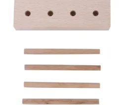 Abaque de tri bois - Socle 4 tiges + 40 jetons rouge vert jaune bleu