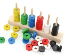 Abaque de tri bois - Socle 6 tiges + 60 jetons