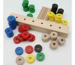 Abaque de tri bois - Socle 6 tiges + 60 jetons