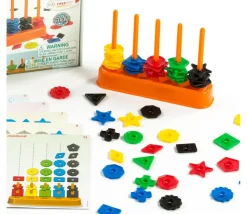 Abaque de tri Formes - Socle 5 tiges + 50 jetons + fiches Abacolor
