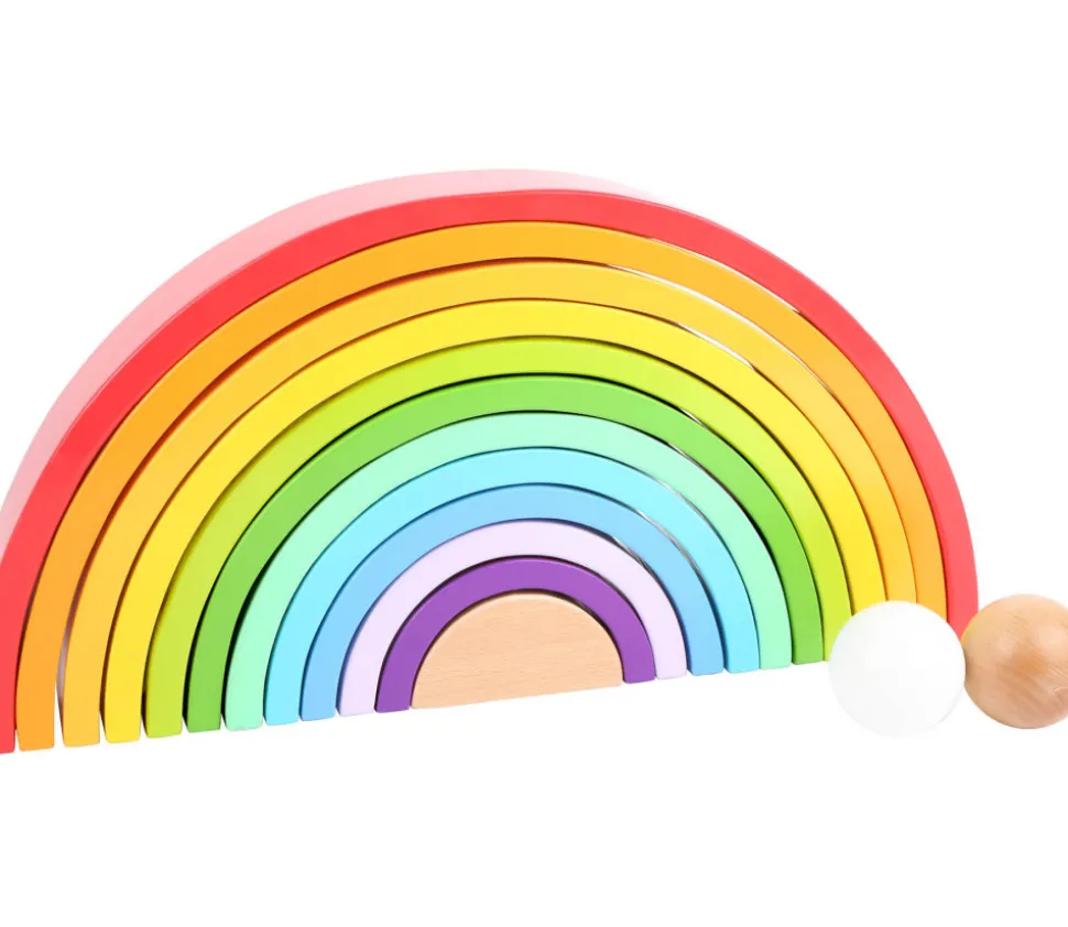 Arc-en-ciel multicolore en bois XL - 14 pièces