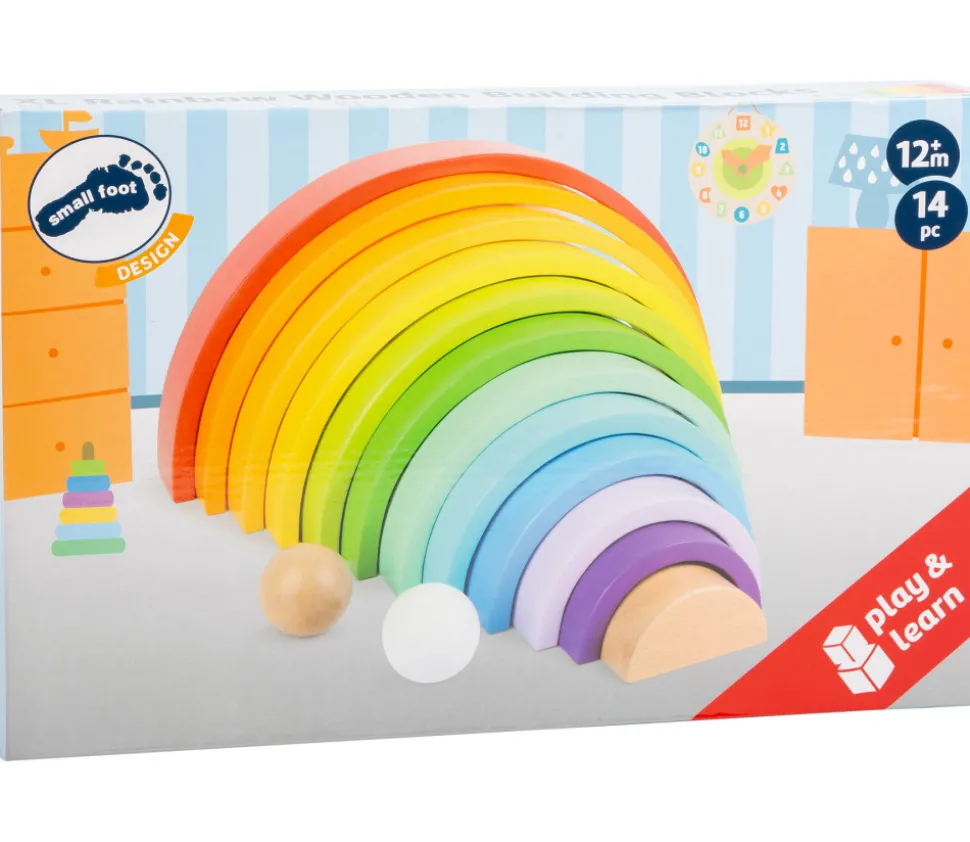 Arc-en-ciel multicolore en bois XL - 14 pièces