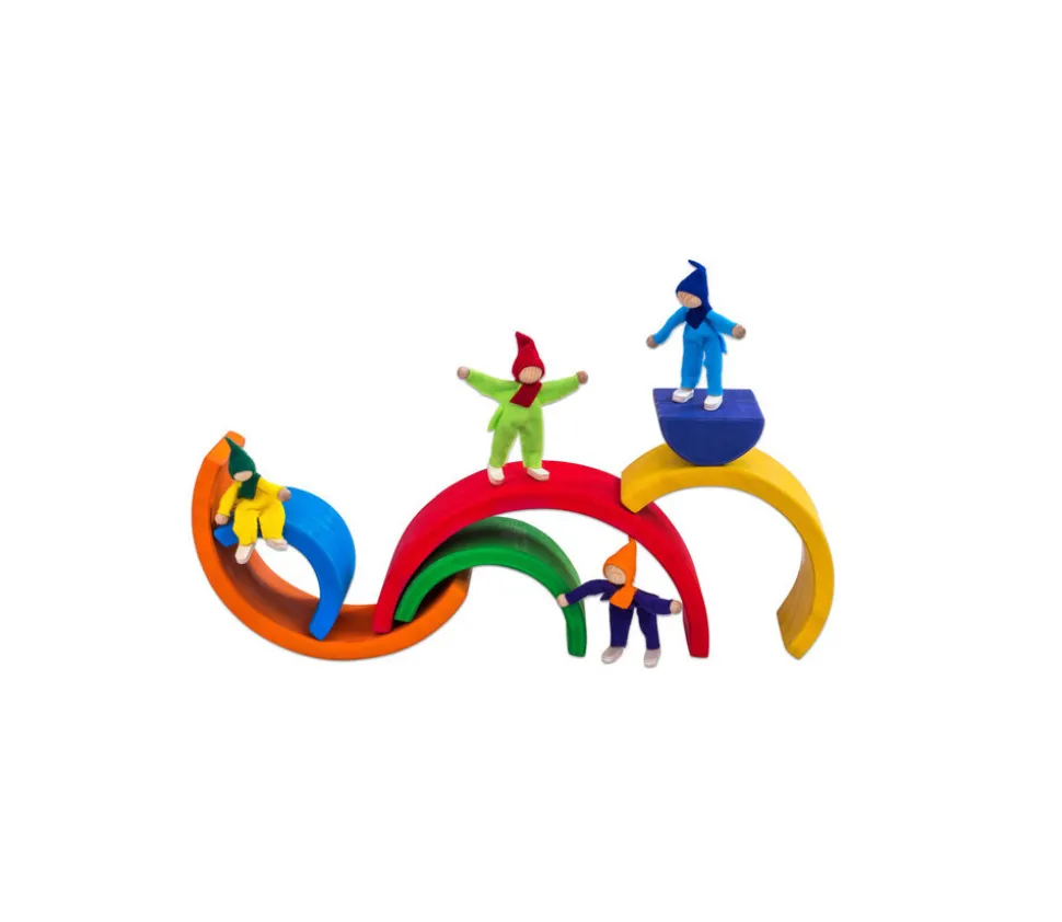 Arc-en-ciel multicolore en bois - 6 pièces