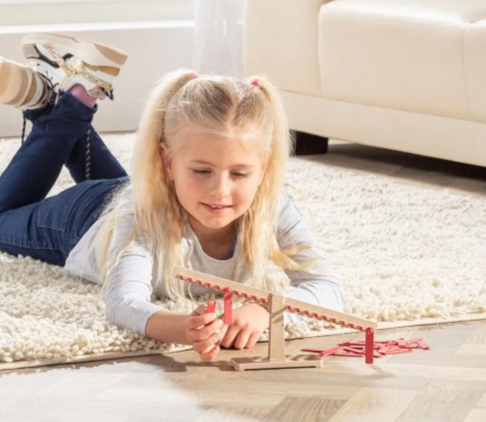 Balance éducative des poids et chiffres en bois recyclé