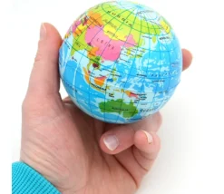 Balle globe terrestre 7.5 cm type antistress