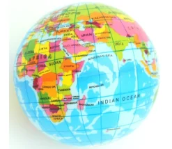 Balle globe terrestre 7.5 cm type antistress