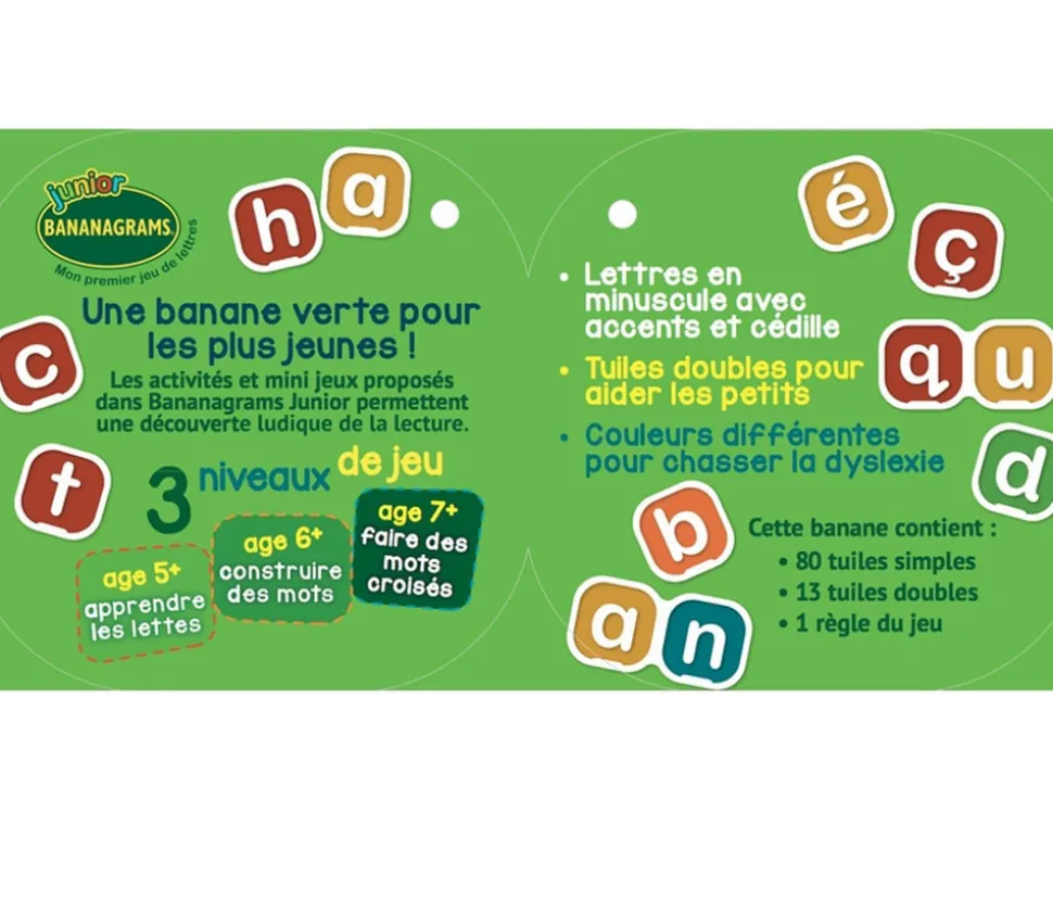Bananagrams junior mon premier jeu de lettres - banane verte version enfant
