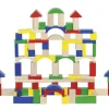 Baril 100 blocs bois de construction colorés pour jeux