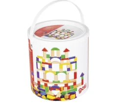 Baril 100 blocs bois de construction colorés pour jeux