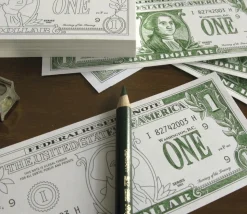 Bloc note avec billets de 100 dollars factices pour jeux