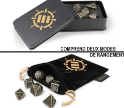 Boite 7 dés multi-face métal jeux de rôles ENHANCE