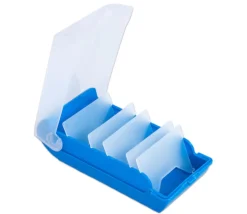 Boite à trier bleue pour cartes 20 x 9 x 6.5 cm plastique avec intercalaires amovibles