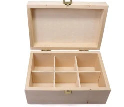 Boite bois 6 compartiments 22.5 x 13.5 x 8 cm - fabrication en France