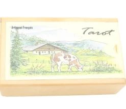 Boite bois 13.3 x 7.9 x 4.1 cm pour jeu tarot décoré motif vide
