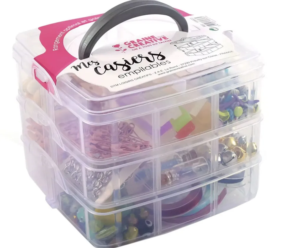 Boite plastique 3 niveaux empilables 18 casiers