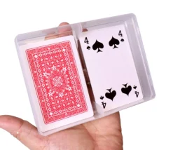 Boite plastique double pour 2 jeux 54 cartes à jouer transparentes vide