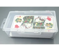 Boite 130x76x42 mm vide plastique (format tarot) clips transparente