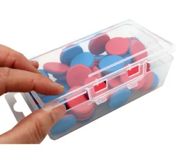 Boite 130x76x42 mm vide plastique (format tarot) clips transparente