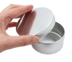 Boîte ronde Ø 9.3 cm aluminium avec couvercle à vis