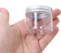 Boîte ronde Ø 4.8 cm plastique avec couvercle à vis en aluminium