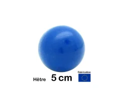 Boule 5 cm couleur bleue en bois - bille hêtre diamètre 50 mm