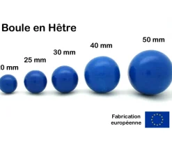 Boule 2 cm couleur bleue en bois - bille hêtre diamètre 20 mm