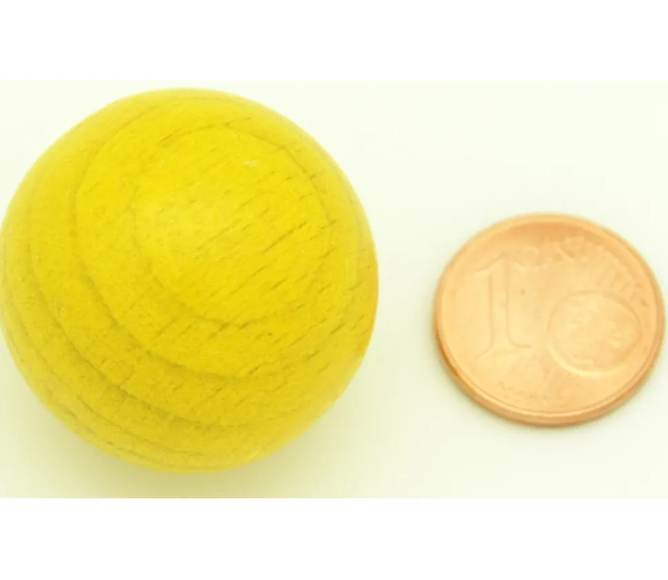 Boule 2.5 cm couleur jaune en bois - bille hêtre diamètre 25 mm