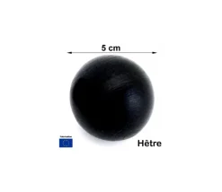 Boule 5 cm couleur noire en bois - grosse bille hêtre diamètre 50 mm