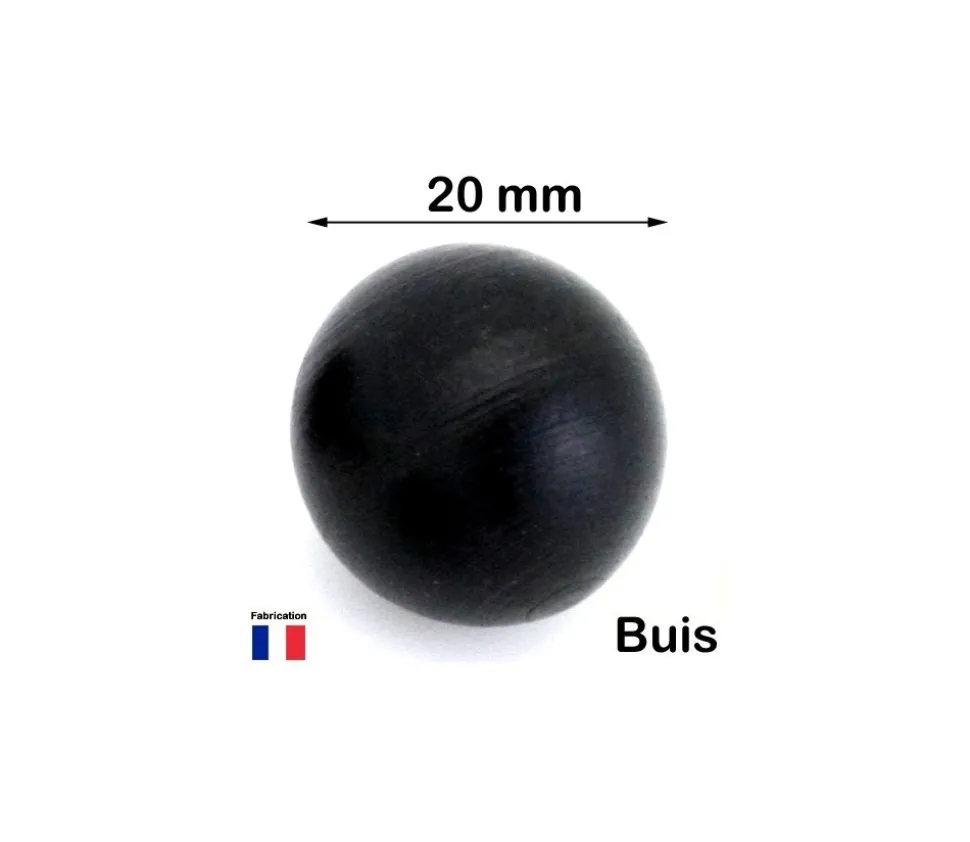 Boule 2 cm couleur noire en bois - bille buis diamètre 20 mm
