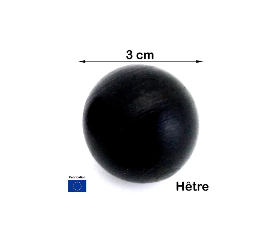 Boule 3 cm couleur noire en bois - bille hêtre diamètre 30 mm