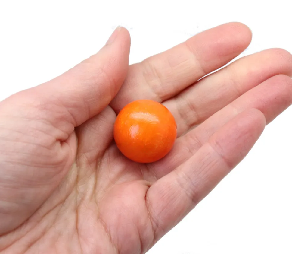 Boule 2.5 cm couleur orange en bois - bille hêtre diamètre 25 mm