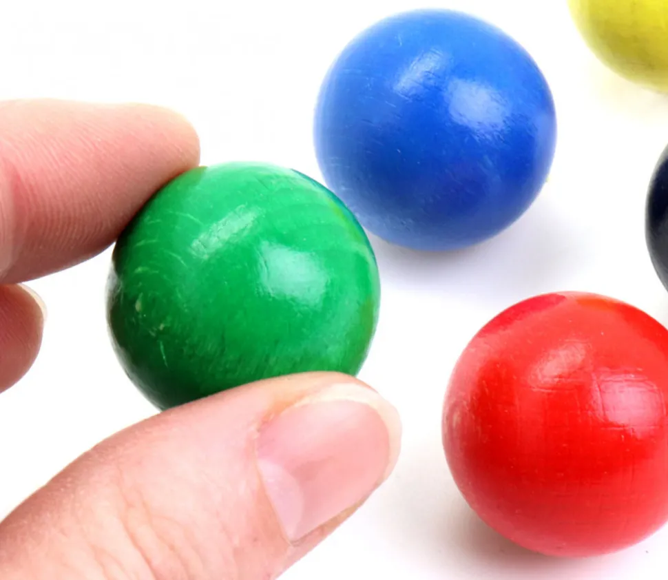 Boule 2.5 cm couleur orange en bois - bille hêtre diamètre 25 mm