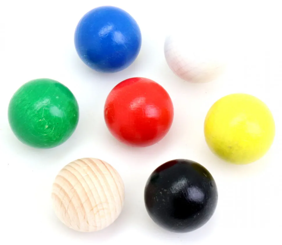 Boule 2.5 cm couleur orange en bois - bille hêtre diamètre 25 mm