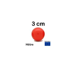 Boule 3 cm couleur rouge en bois - cochonnet hêtre diamètre 30 mm