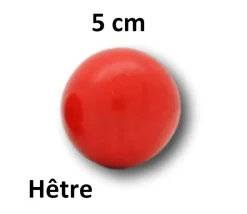 Boule 5 cm couleur rouge en bois - bille hêtre diamètre 50 mm