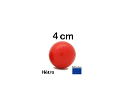 Boule 4 cm couleur rouge en bois - grosse bille hêtre diamètre 40 mm