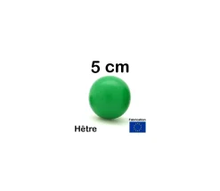 Boule 5 cm couleur verte en bois - bille hêtre diamètre 50 mm
