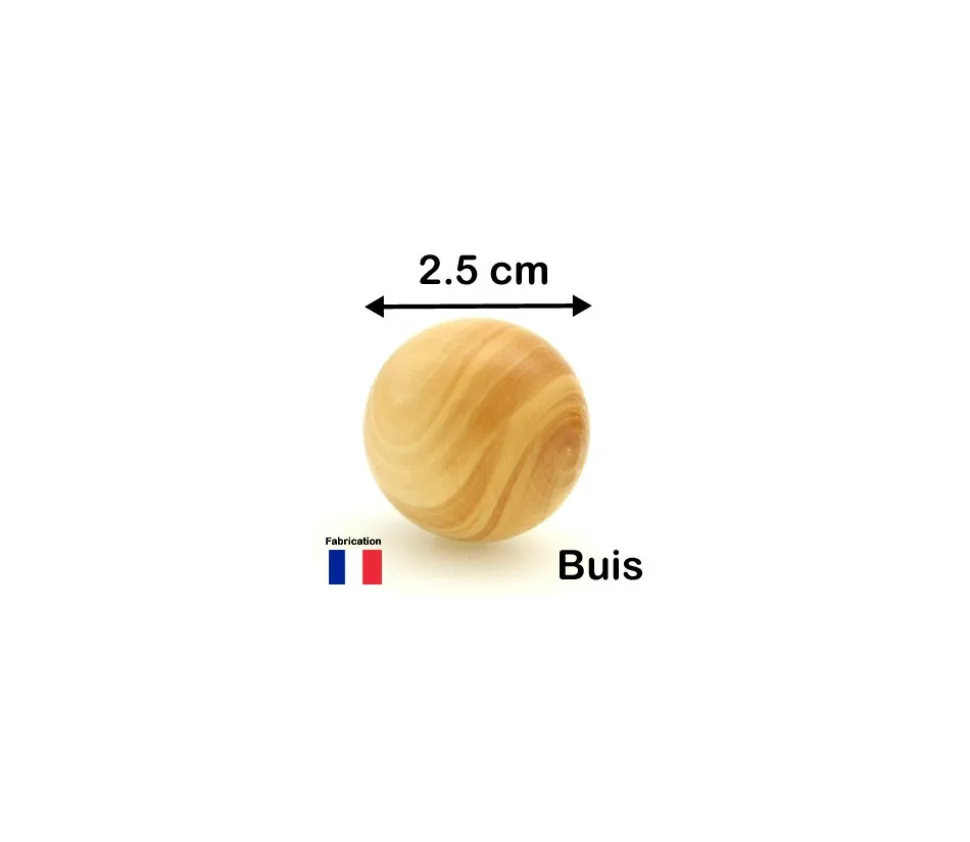 Boule 2.5 cm en bois - bille buis diamètre 25 mm