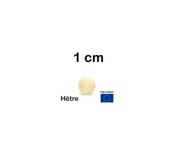 Boule 1 cm en bois - bille hêtre diamètre 10 mm