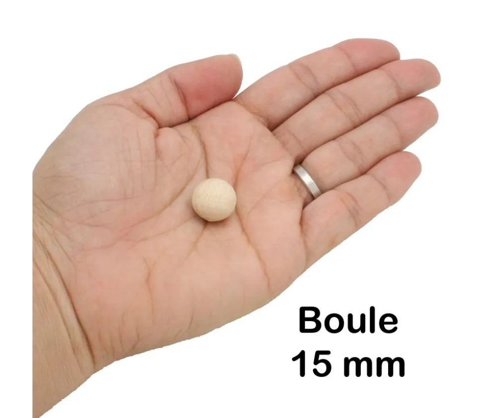 Boule 1.5 cm en bois - bille hêtre diamètre 15 mm