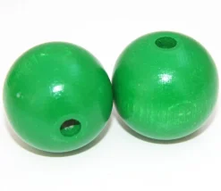 Boule percée 3 cm couleur verte en bois - grosse perle hêtre diamètre 30 mm trou 6 mm
