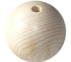 Boule percée 7 cm en bois - grosse perle hêtre trouée diamètre 70 mm trou 10 mm