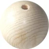 Boule percée 8 cm en bois - grosse perle trouée hêtre diamètre 80 mm trou 10 mm