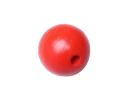 Boule rouge 2 cm percée en bois - perle hêtre trou 4 mm