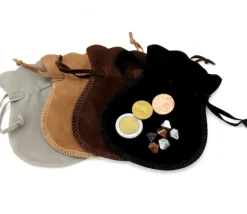 Bourse petit Sac marron clair daim 10x12 cm