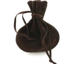 Bourse petit Sac marron foncé daim 10x12 cm