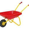 Brouette enfant en plastique et métal rouge et jaune