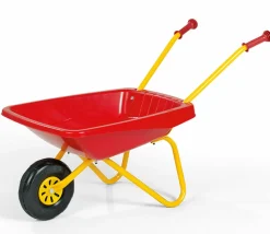 Brouette enfant en plastique et métal rouge et jaune
